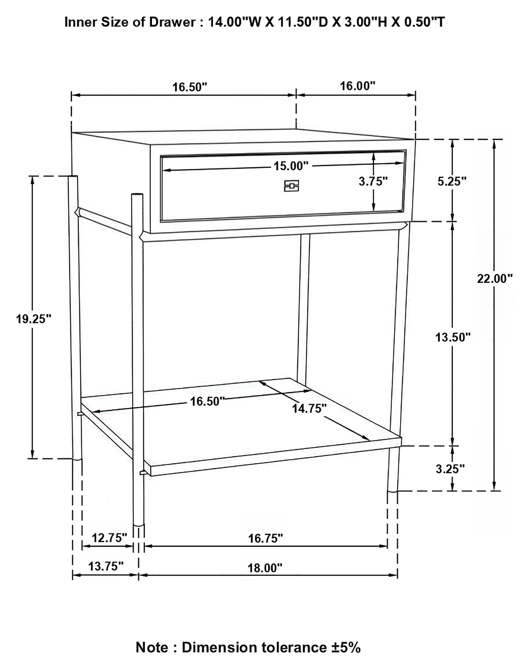 Declan 1-drawer Wood Accent Side Table Natural Mango — view 12