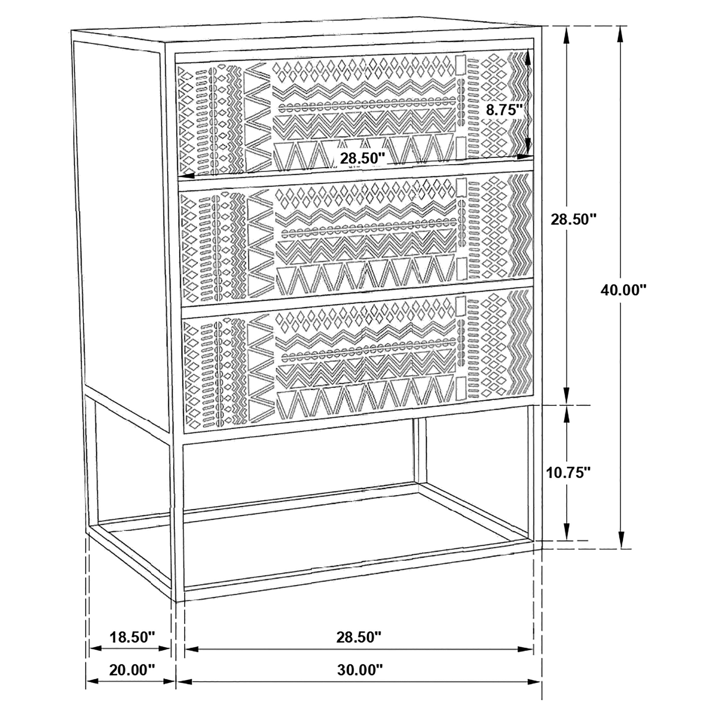 Alcoa 3-drawer Multi-Purpose Tall Accent Cabinet Black — view 15