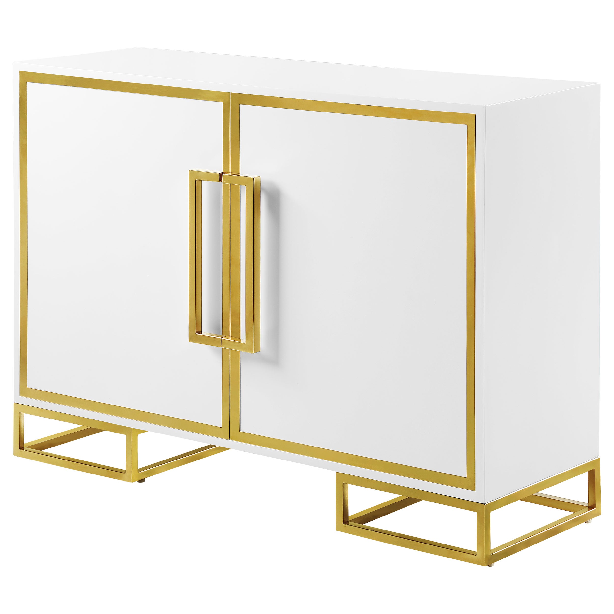 Elsa 2-door Wood Storage Accent Cabinet White and Gold — view 5