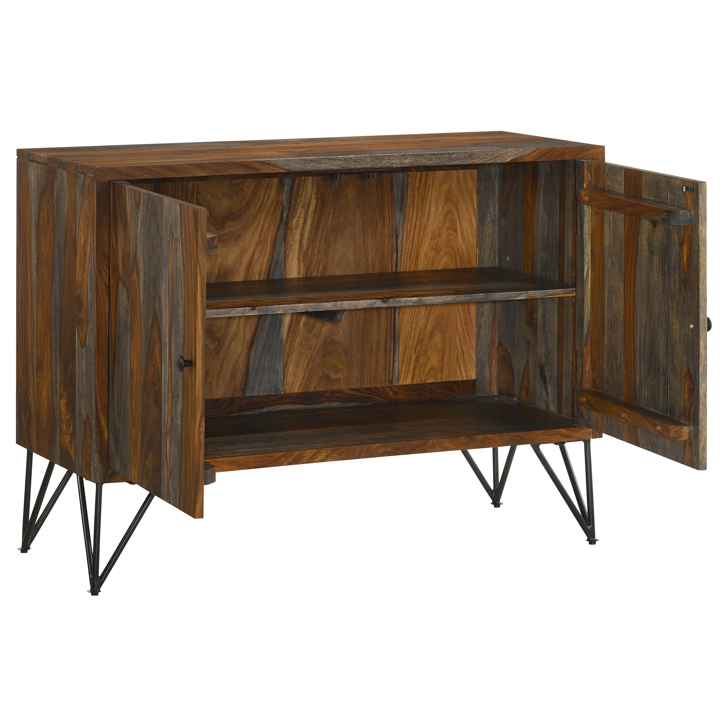 Macon 2-door Sheesham Wood Storage Accent Cabinet Grey — view 3