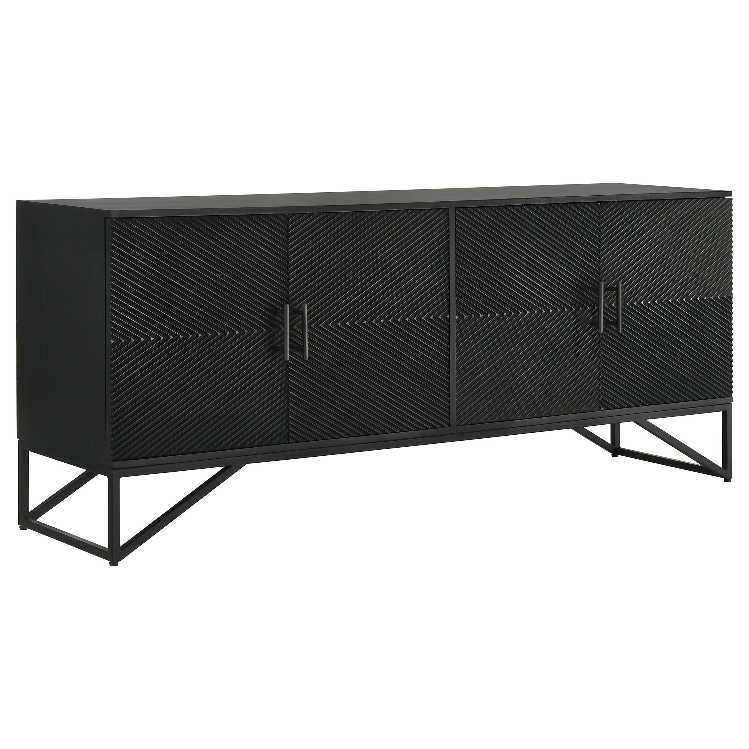 Riddell 4-door Wood Reeding Accent Cabinet Matte Black — view 1