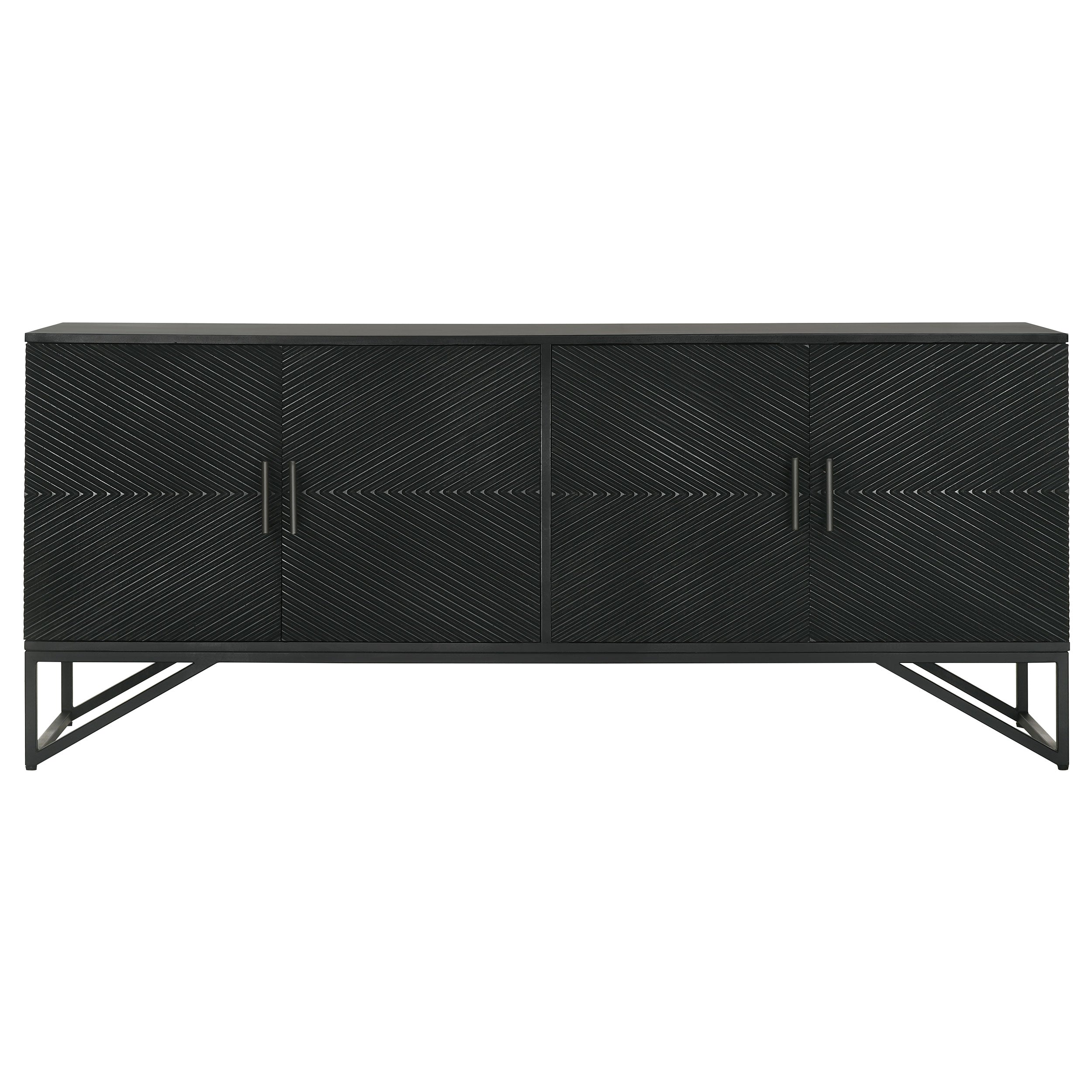 Riddell 4-door Wood Reeding Accent Cabinet Matte Black — view 4