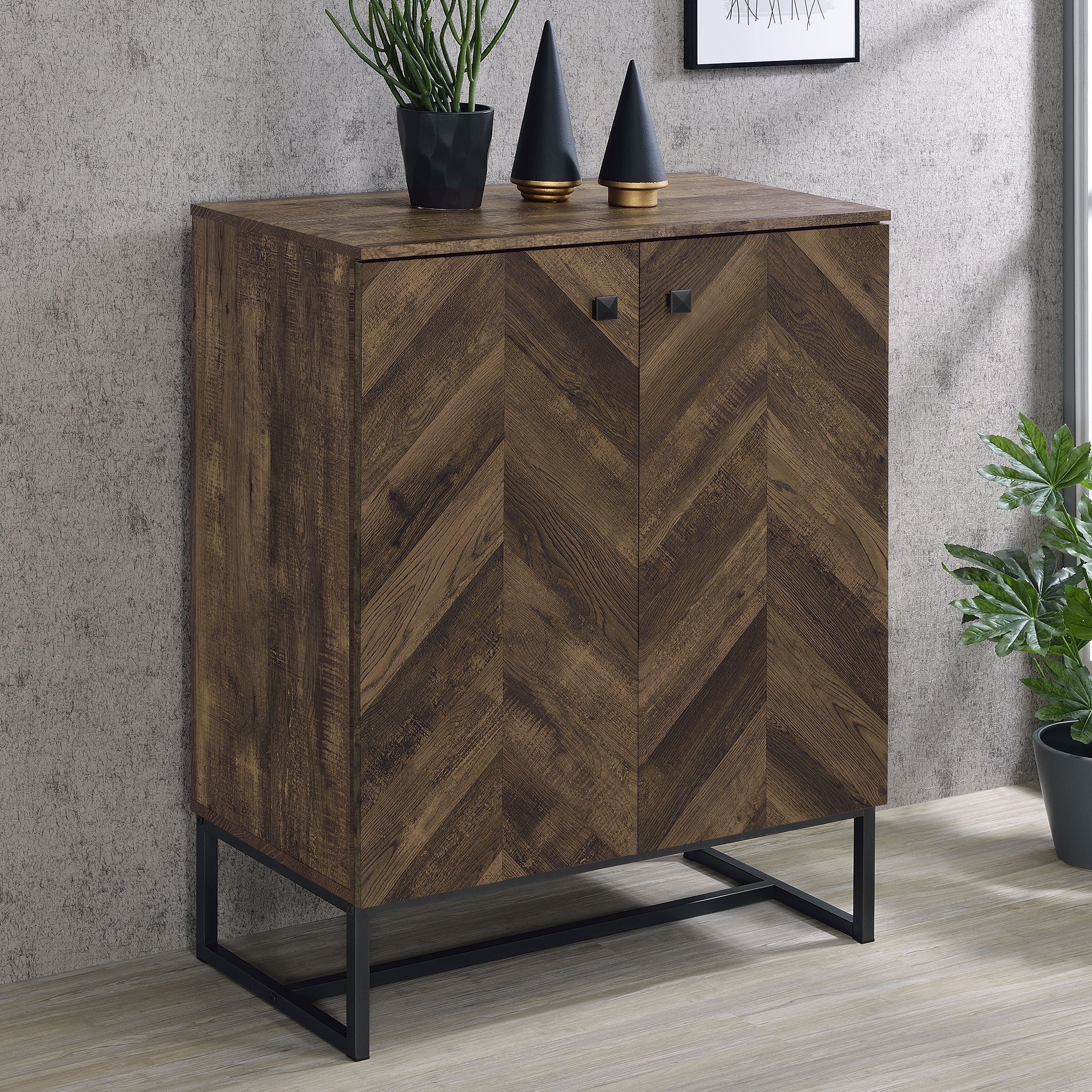 Carolyn 2-door Engineered Wood Accent Cabinet Rustic Oak — view 2