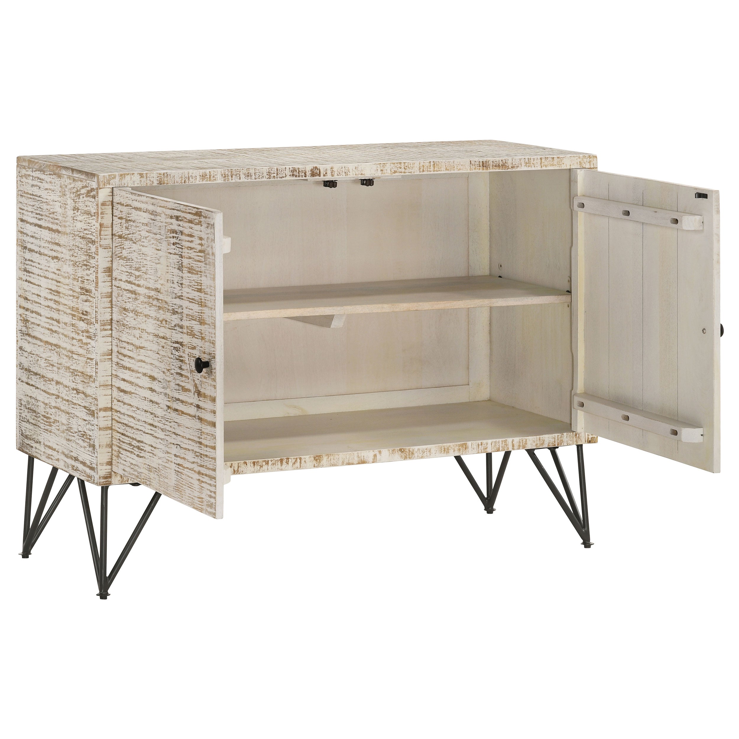Eileen 2-door Wood Storage Accent Cabinet White Washed — view 3