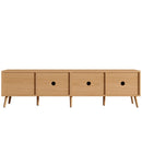 TV Stand, Media Console, 2 Drawers & Cable Management - Natural Wood