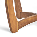 Outdoor Circular Wood Bistro Table With Curved Legs And Slat Panel Table Top - Teak