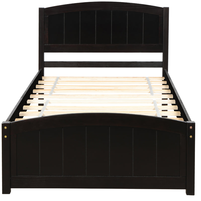 Wood Platform Bed with Headboard,Footboard and Wood Slat Support, Espresso