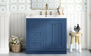 Bathroom Vanity With Ceramic Sink, Bathroom Storage Cabinet With 2 Drawers & Shelf, Freestanding Bathroom Cabinet - Blue