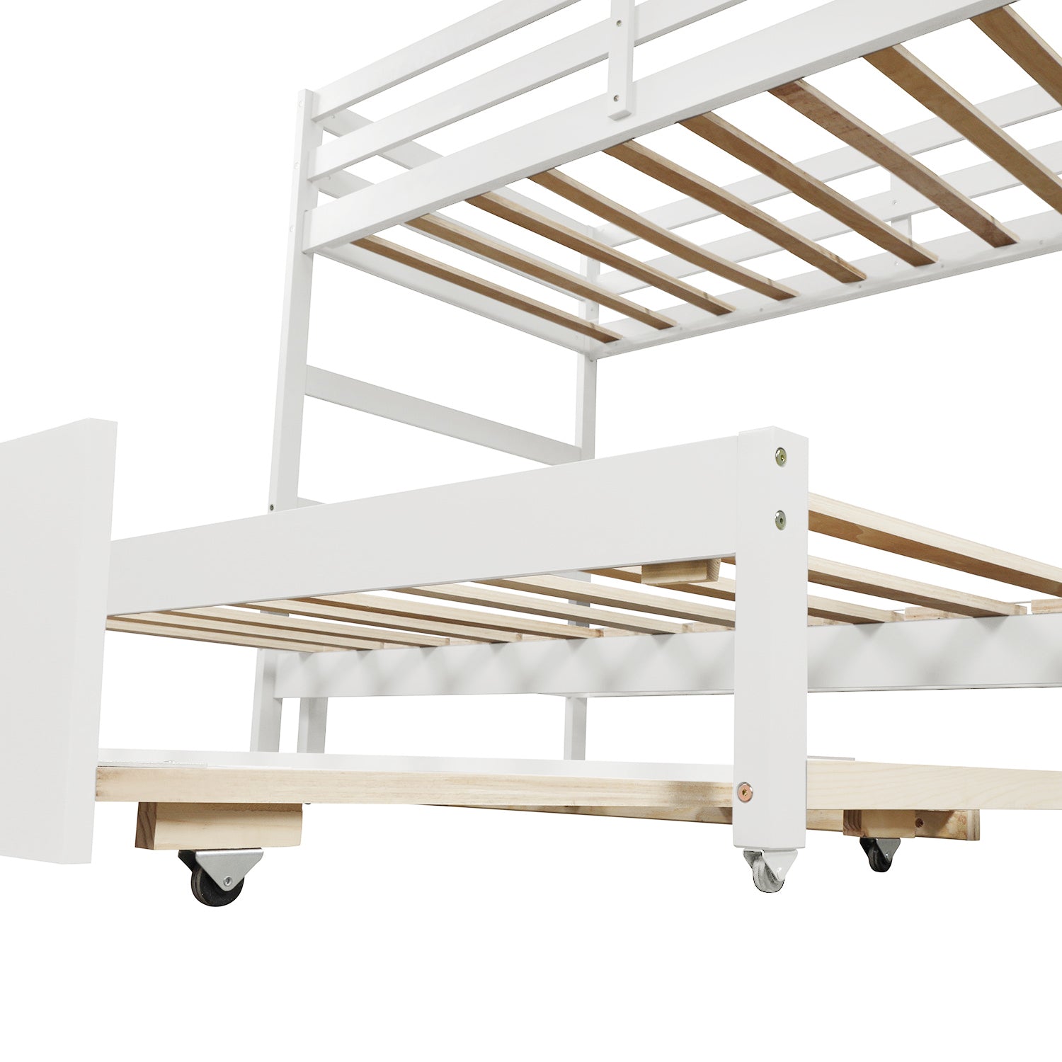 Twin over Twin/King (Irregular King Size) Bunk Bed with Twin Size Trundle, Extendable Bunk Bed   (White)(OLD SKU :LP000032AAK) - Atlantic Fine Furniture Melbourne FL