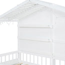 House Bed With Shelves, Window And Sparkling Light Strip On The Roof