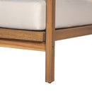 Outdoor Lounge Chair With Woven Backrest, Solid Wood Frame, Comfortable Cushions