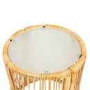 3 Pieces Outdoor Patio Wicker Furniture Sets Table and Chairs with 3.15-inches Thick Cushion Outdoor Sofa Set Natural Yellow Wicker + Creme Cushion