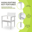 Outdoor Patio Stationary Dining Chairs With Outdoo Grade Sunbrella Fabric Cushions, Tapered Feet (Set of 4) - Grayish