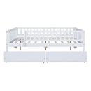 Full Size Daybed Wood Bed with Two Drawers , White