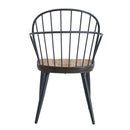 Industrial Inspired Indoor Dining Chair With Metal Legs And Birch (Set of 2) - Black / Natural