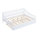 Full Size Daybed with Trundle and Support Legs, White