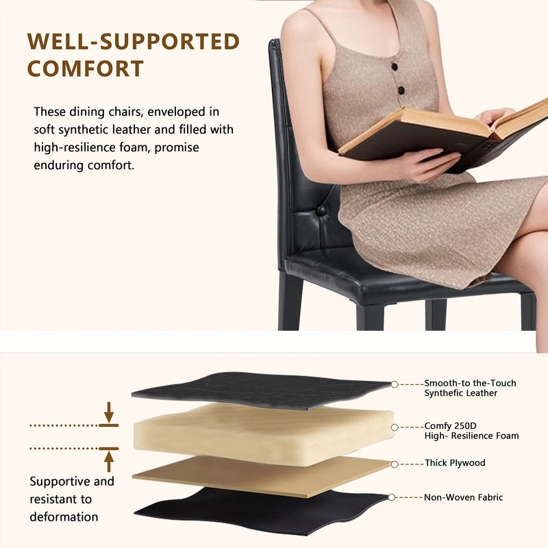 Dining Chairs With Ergonomic Buckle Backrest For Family Dining Rooms