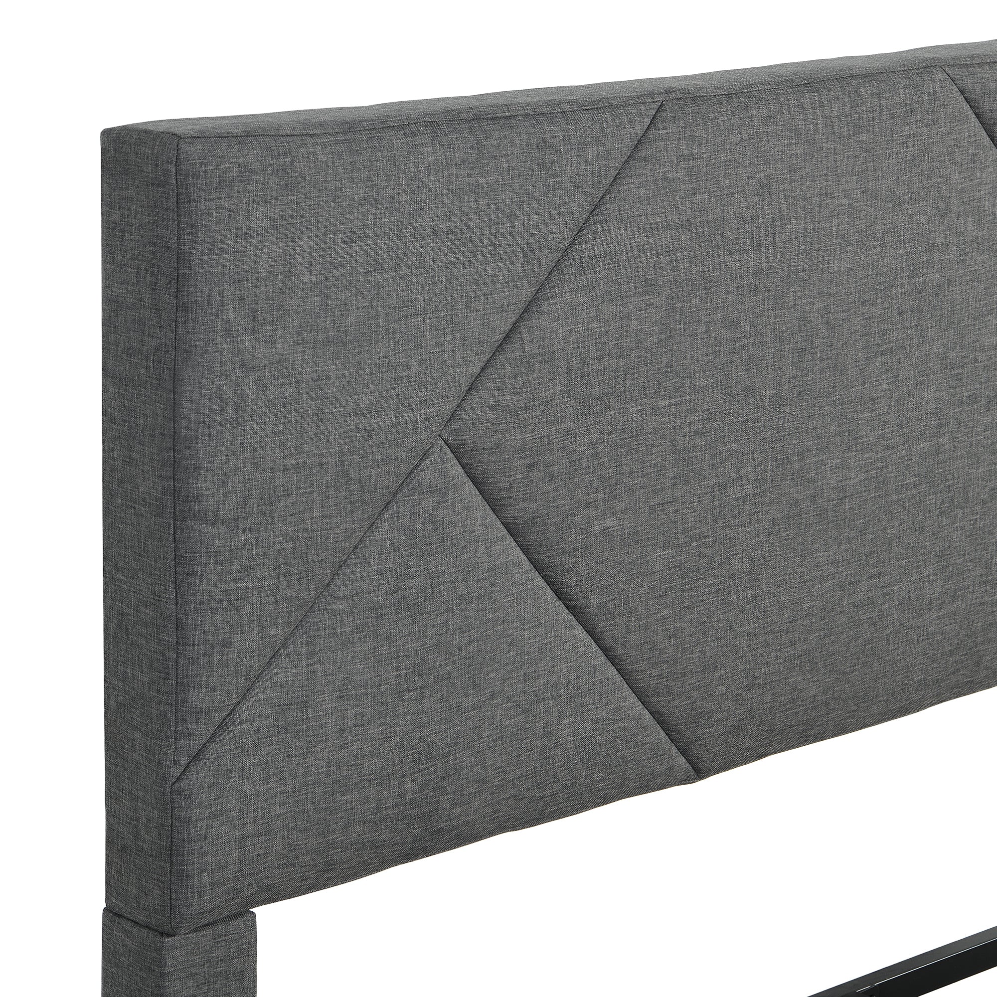 Queen Size Upholstered Platform Bed Frame ,Wood Slat Support, Easy Assembly,Grey - Atlantic Fine Furniture Melbourne FL