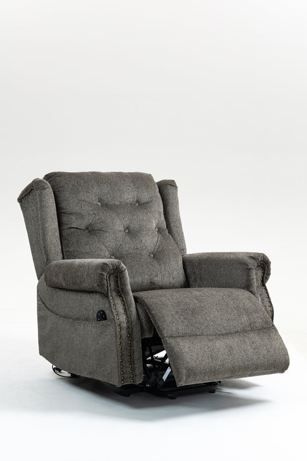 Power Lift Recliner Chair for Adults, Comfortable Reclining Chairs with Arms, Side Pockets and Adjustable Tufted Wing Back, Mid Century Modern Recliner Chair for Elderly