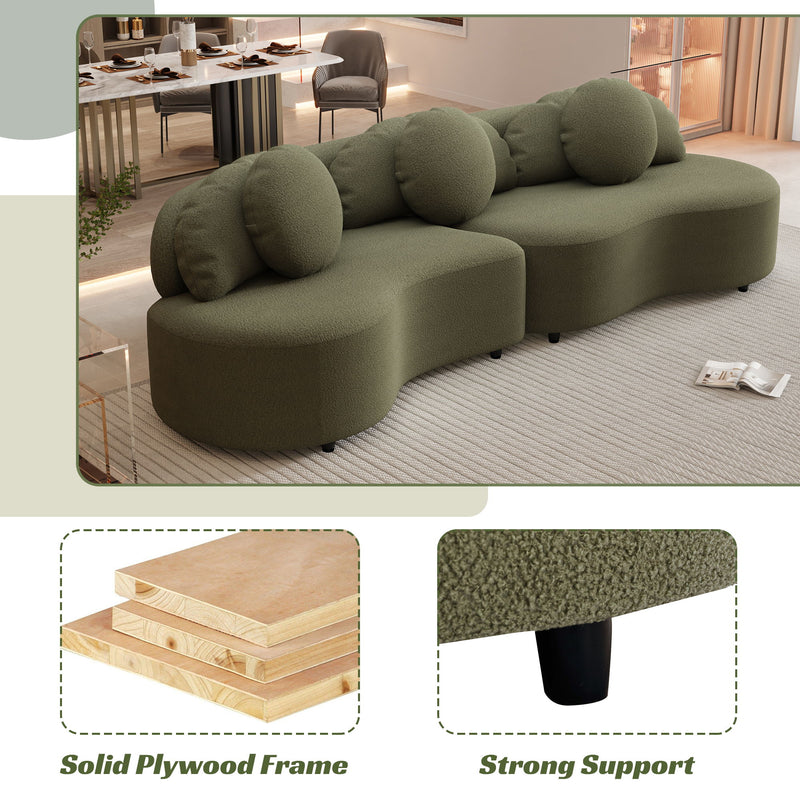 Modern Living Room Sofa Lamb Velvet Upholstered For Home