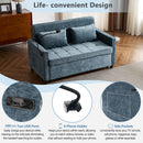 Pull-Out Sleeper Sofa With Reversible Backrest Cushion, Side Pockets, 2 USB Ports And A Phone Holder For Living Room