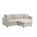 Modern Sectional Sofa With Throw Pillows, Cloud L Shaped Couch Set With Wide 4 Seat Comfy Couch Set With Movable Ottoman