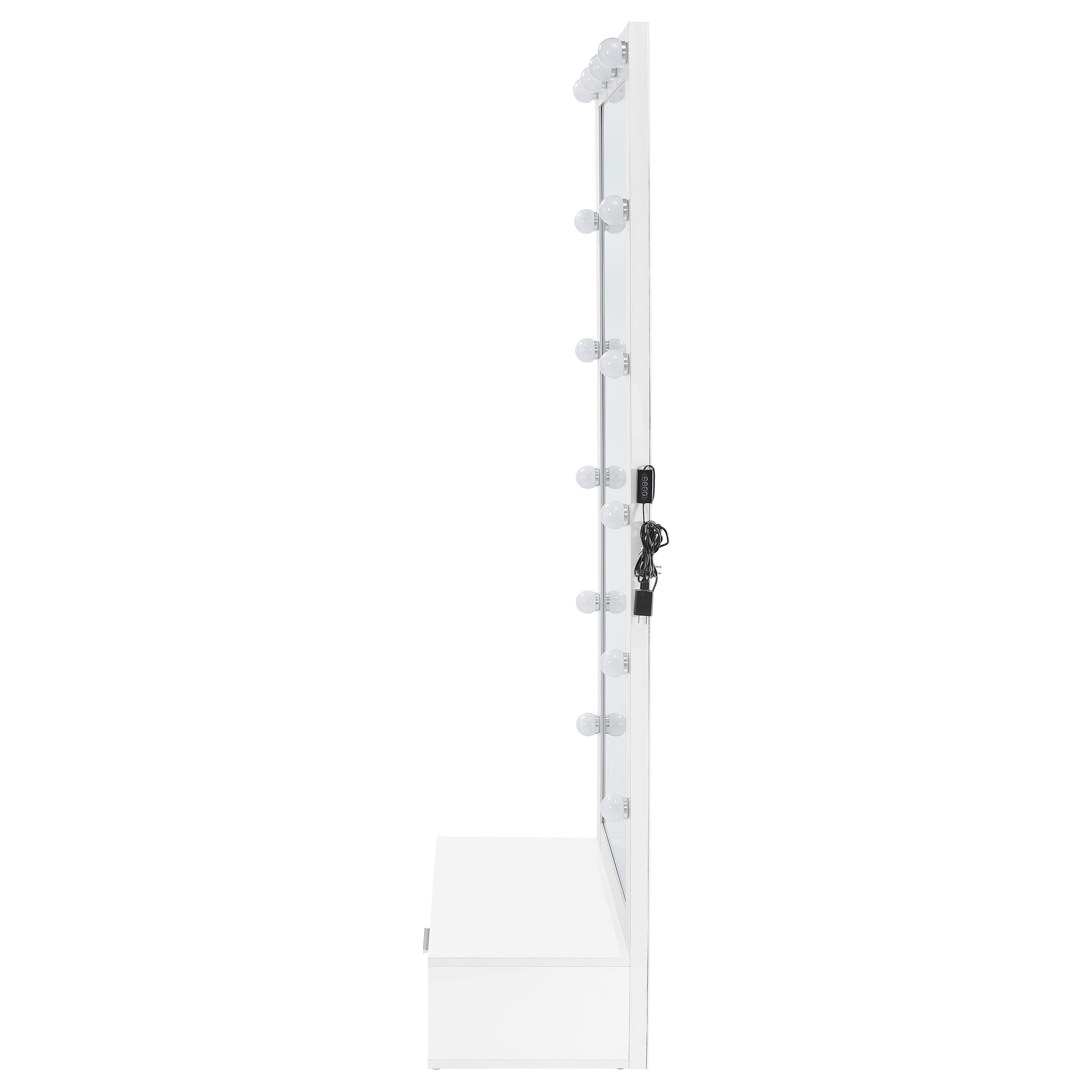Spector 1-drawer Lighted Full-Length Floor Mirror White High Gloss — view 8