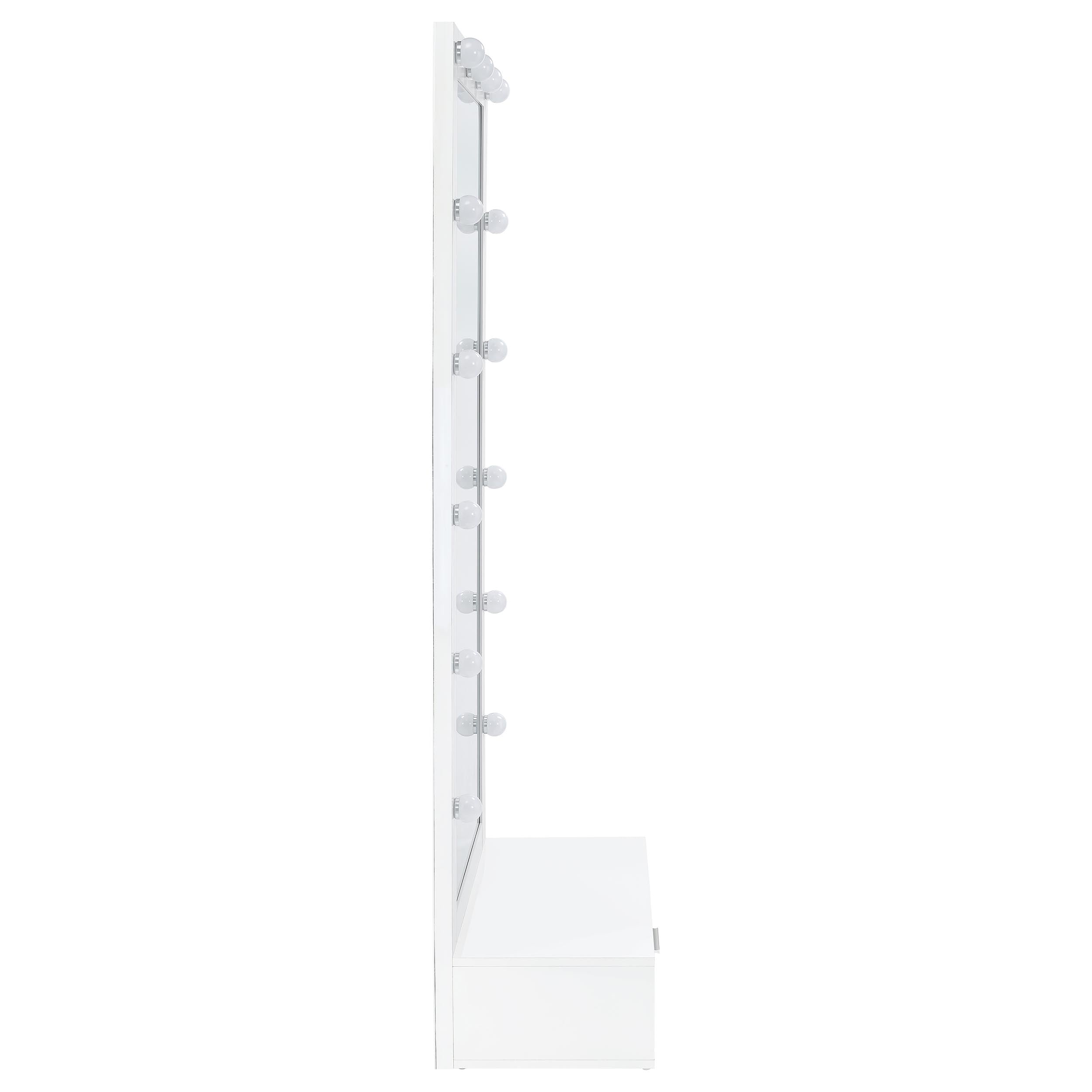 Spector 1-drawer Lighted Full-Length Floor Mirror White High Gloss — view 12