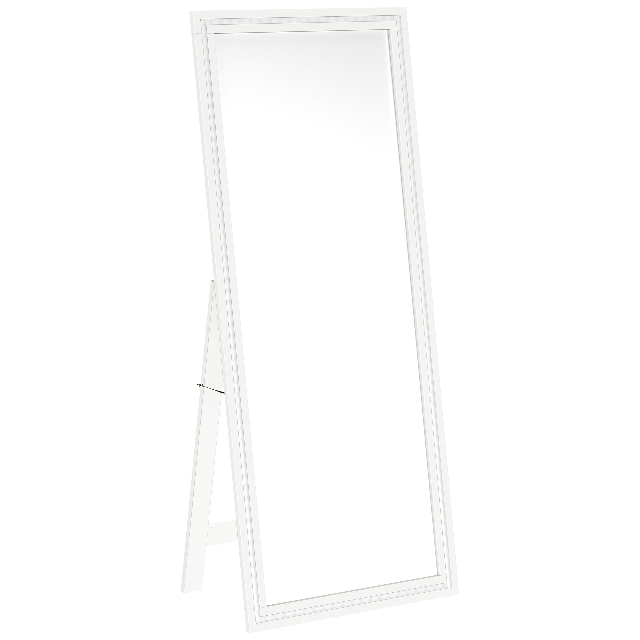 Windrose 28 x 67 Inch Tempered LED Standing Mirror White — view 1
