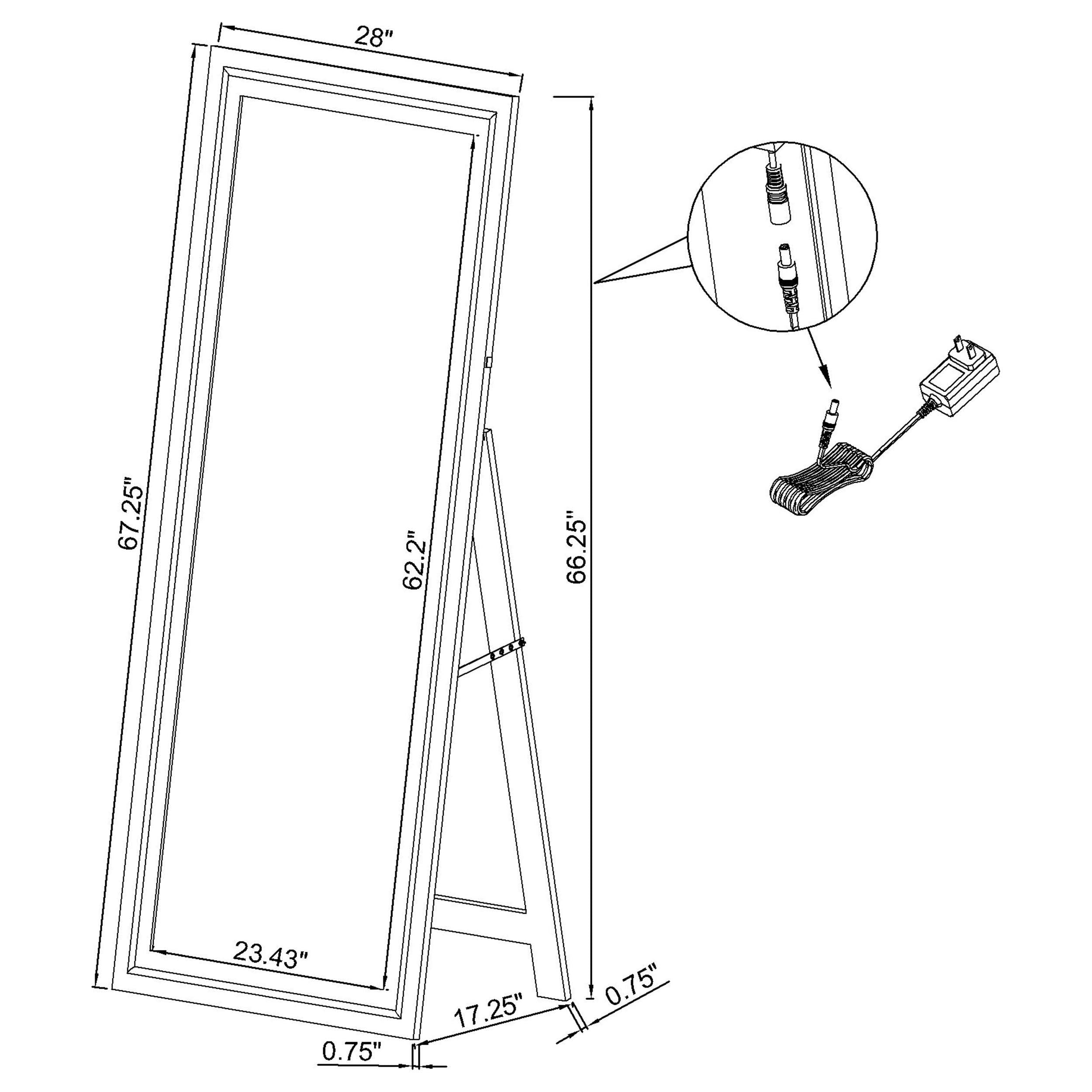 Windrose 28 x 67 Inch Tempered LED Standing Mirror White — view 20