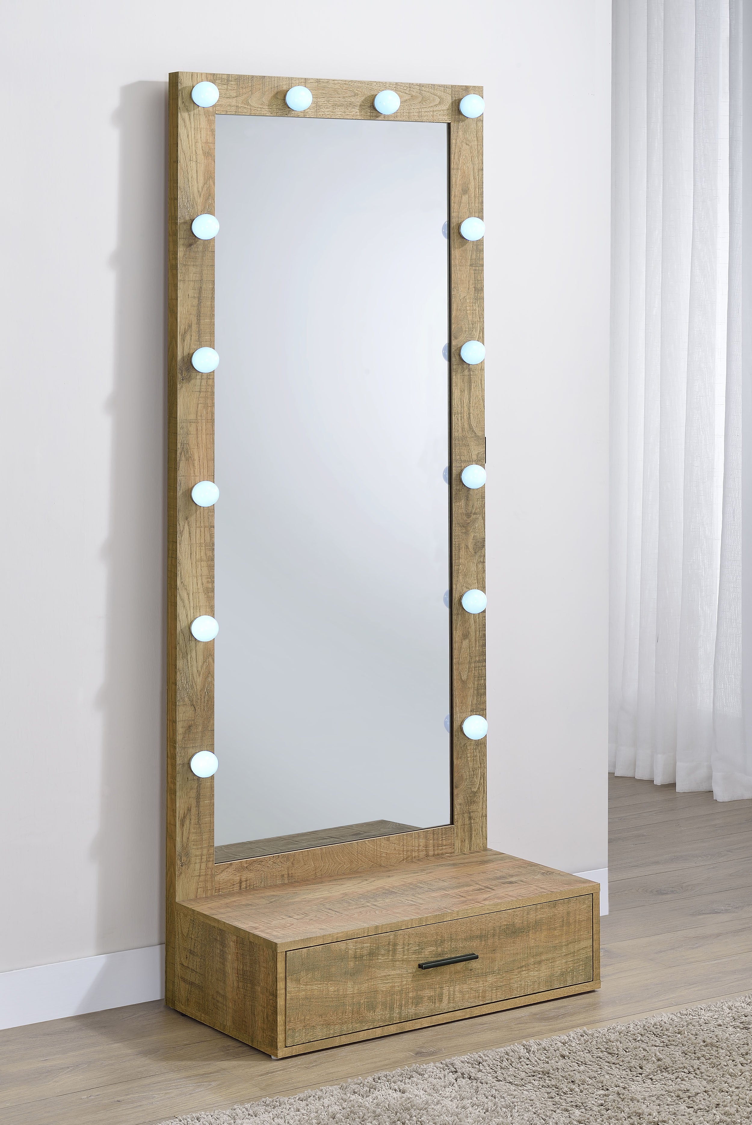 Spector 1-drawer Lighted Full-Length Floor Mirror Mango — view 4