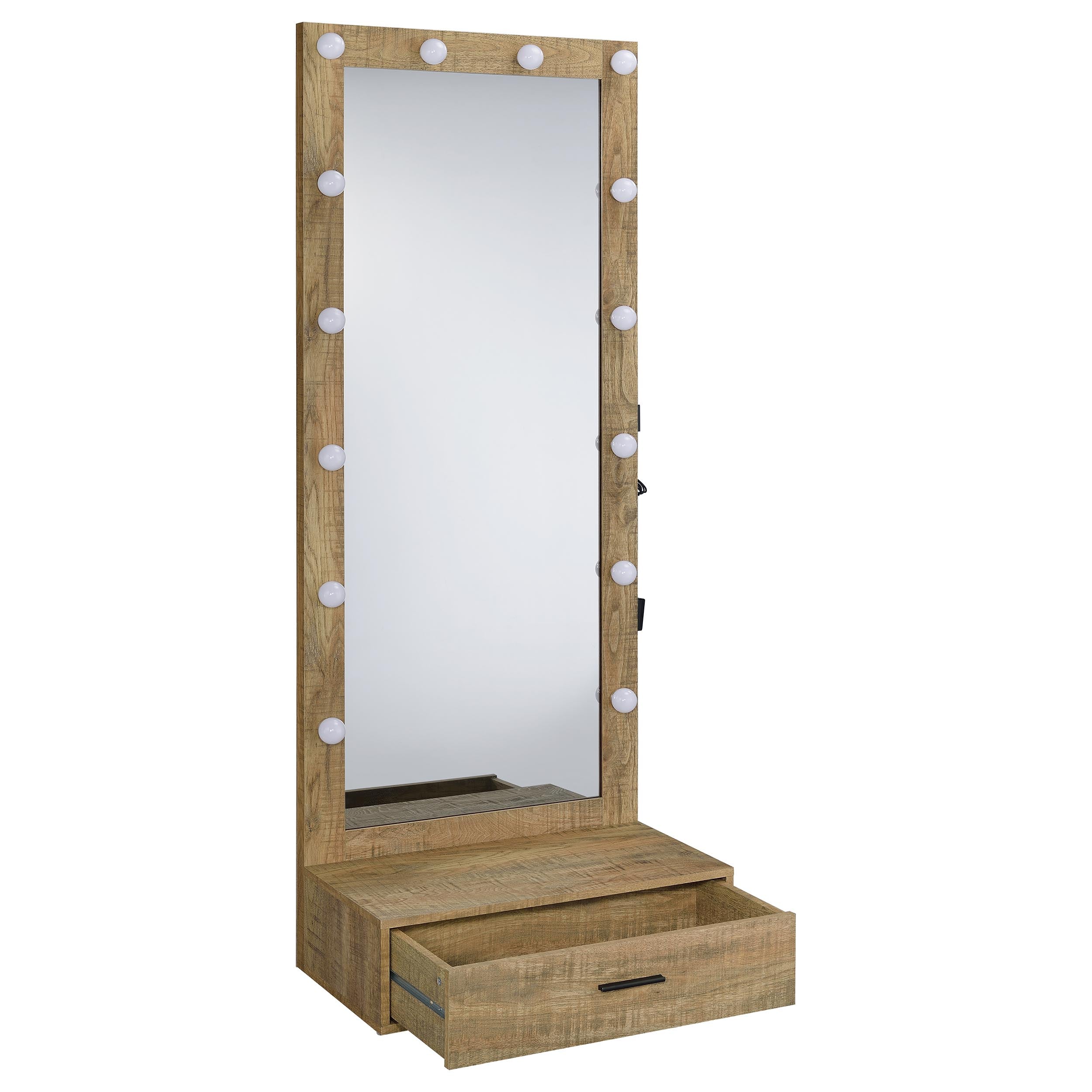 Spector 1-drawer Lighted Full-Length Floor Mirror Mango — view 6