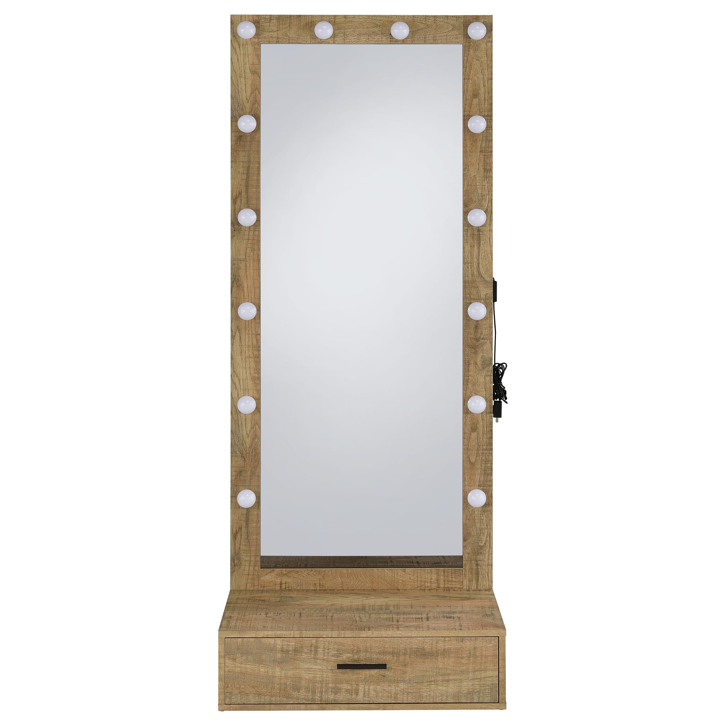 Spector 1-drawer Lighted Full-Length Floor Mirror Mango — view 7