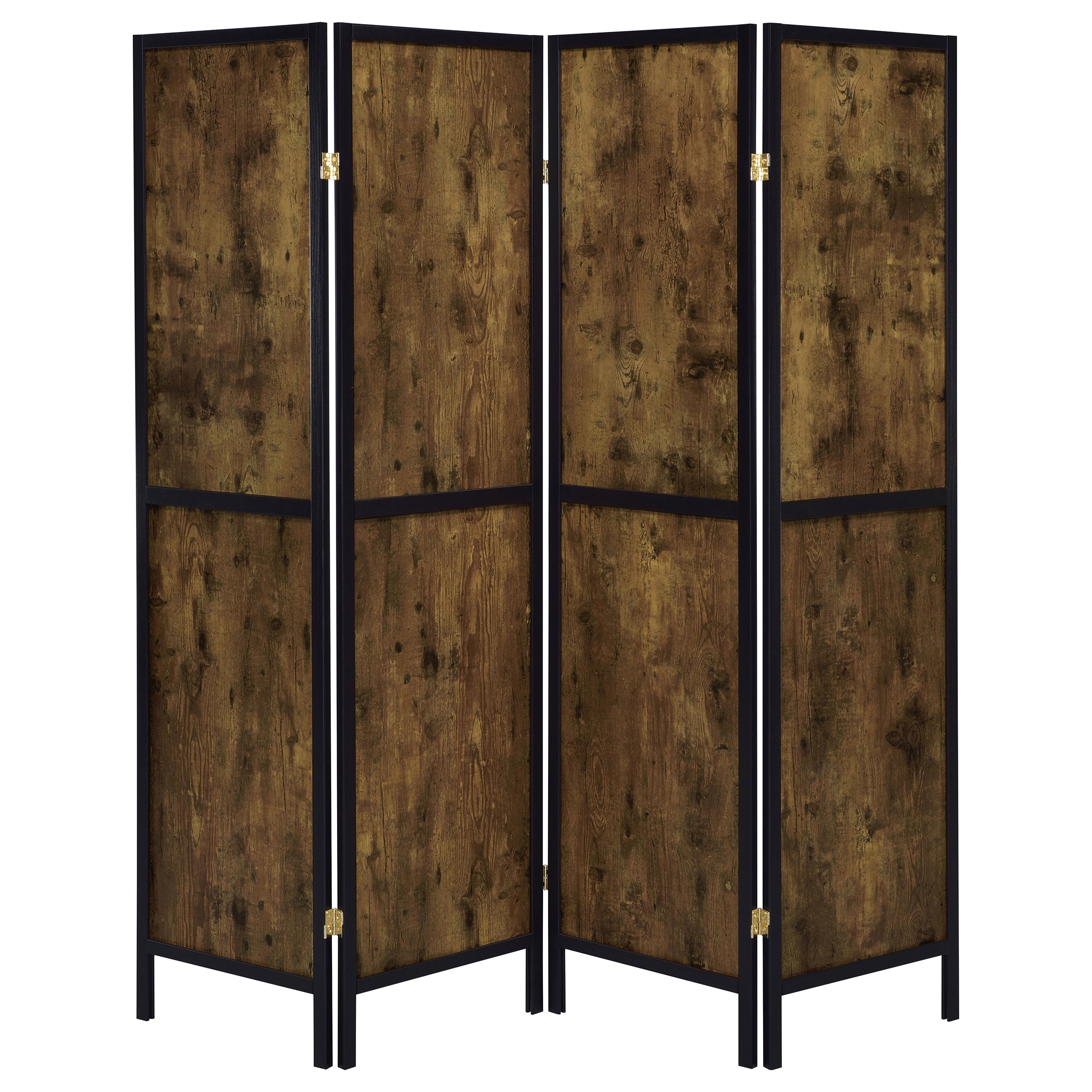 Deepika 4-Panel Room Divider Folding Screen Rustic Nutmeg — view 3