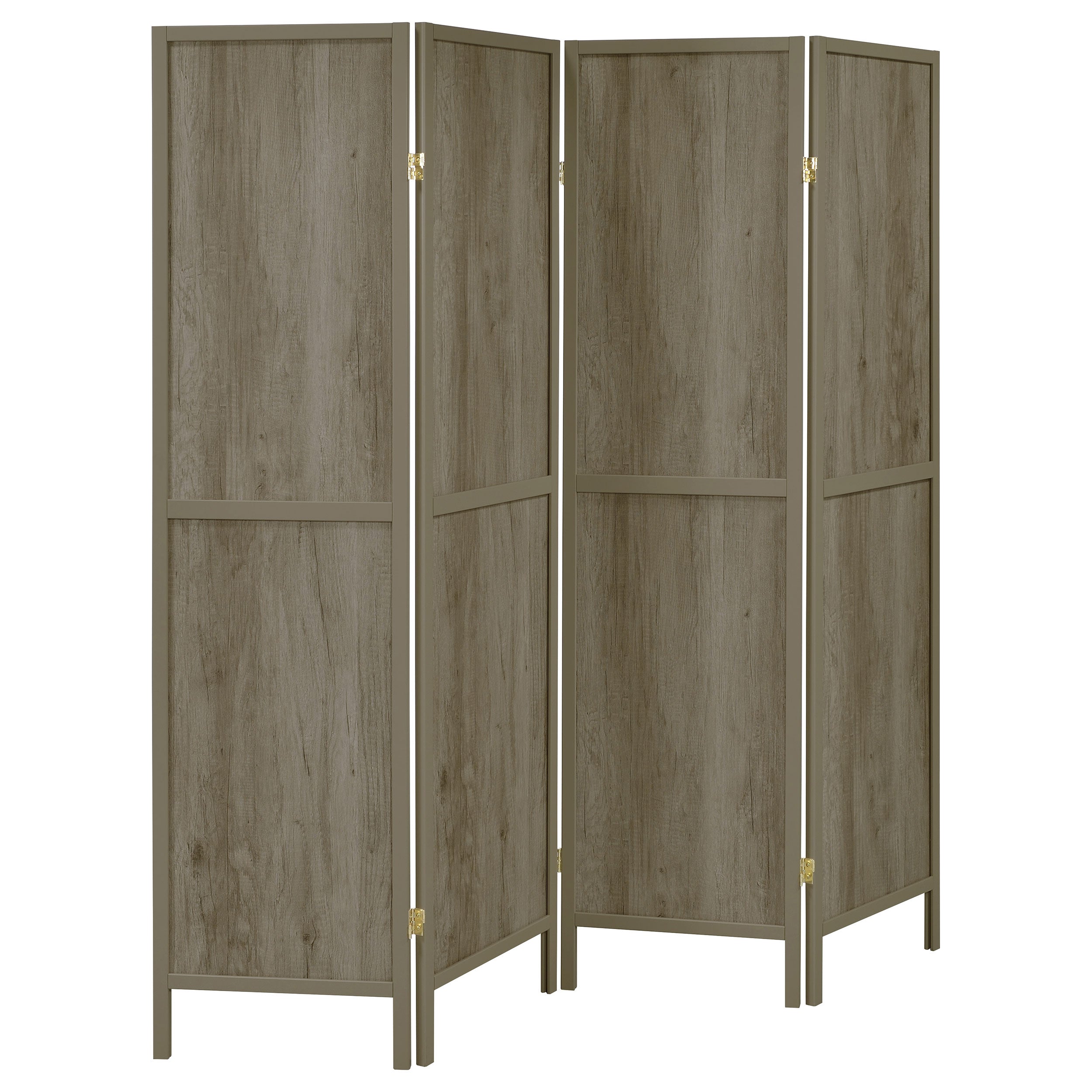 Deepika 4-Panel Room Divider Folding Screen Grey Driftwood — view 1