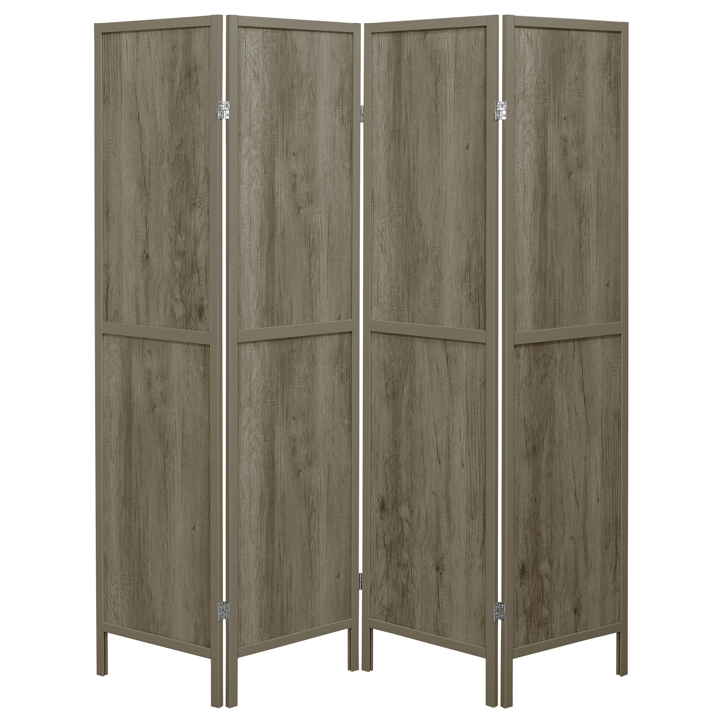 Deepika 4-Panel Room Divider Folding Screen Grey Driftwood — view 3