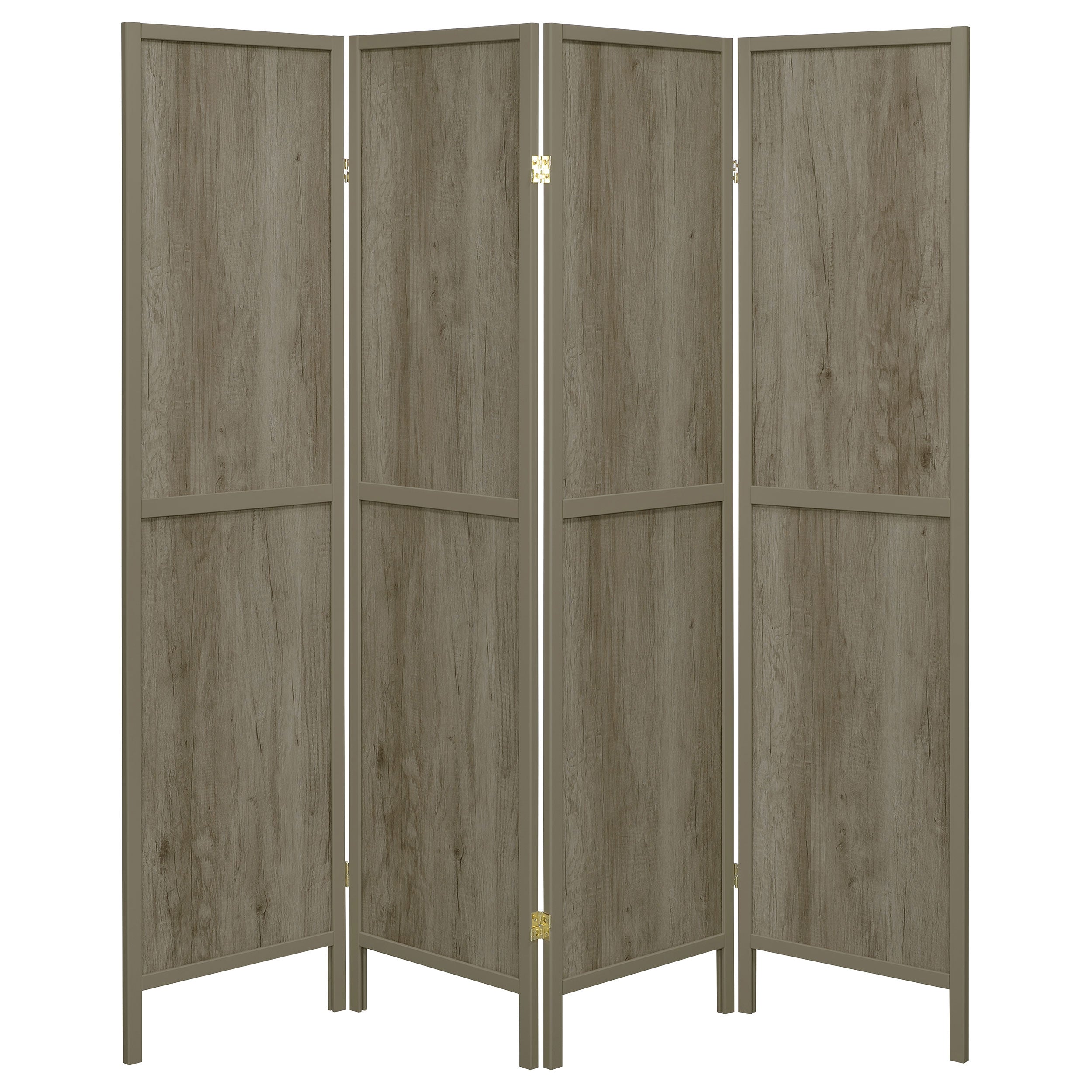 Deepika 4-Panel Room Divider Folding Screen Grey Driftwood — view 4