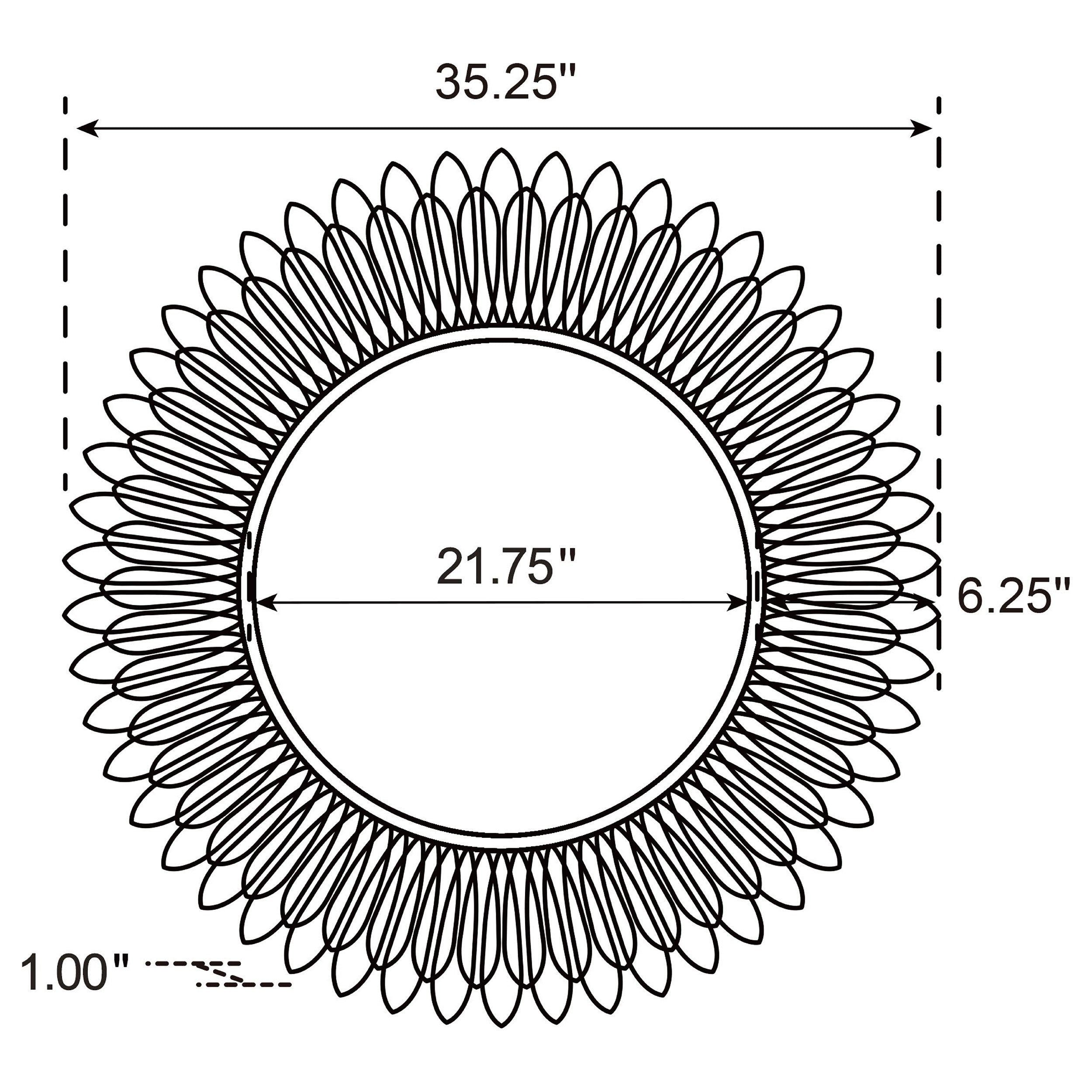 Tuscany 35 x 35 Inch Sunburst Wall Mirror Gold — view 6