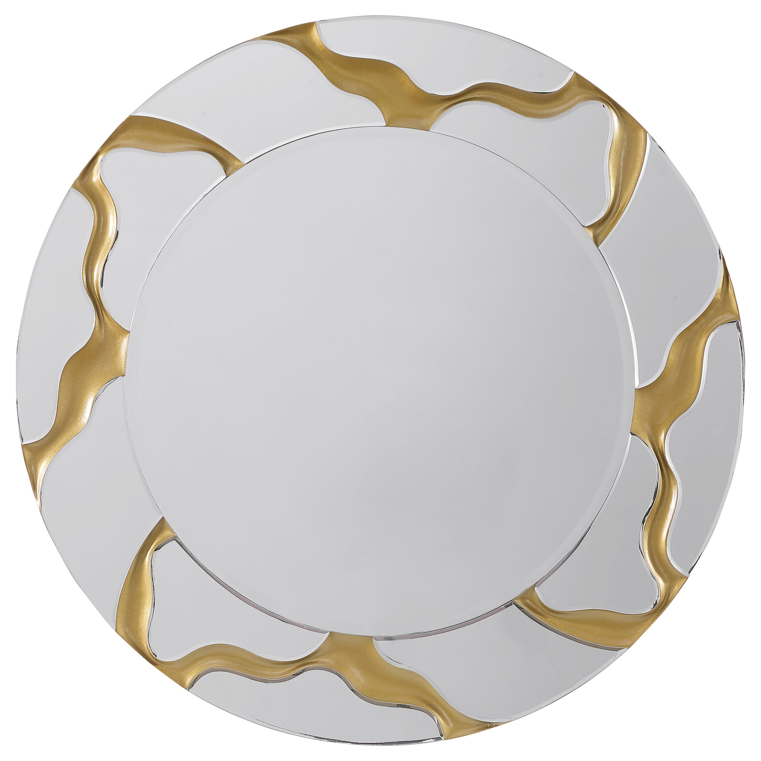 Dorinda 36 x 36 Inch Round Kintsugi Style Wall Mirror Gold — view 1