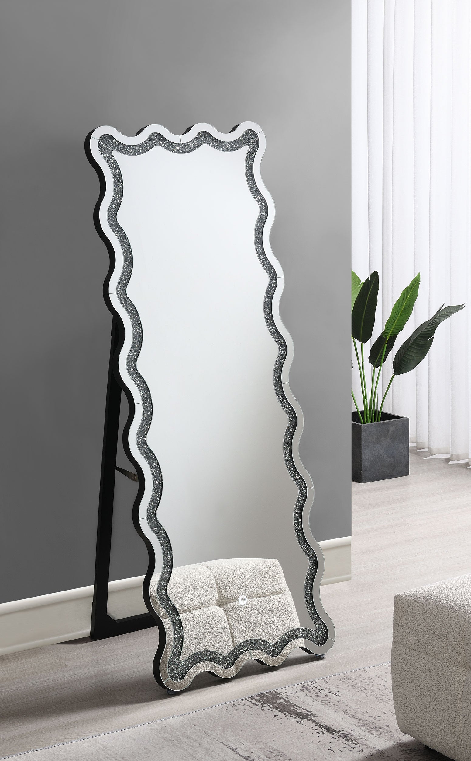 Brixey 24 x 63 Inch LED Lighting Standing Floor Mirror Black — view 2
