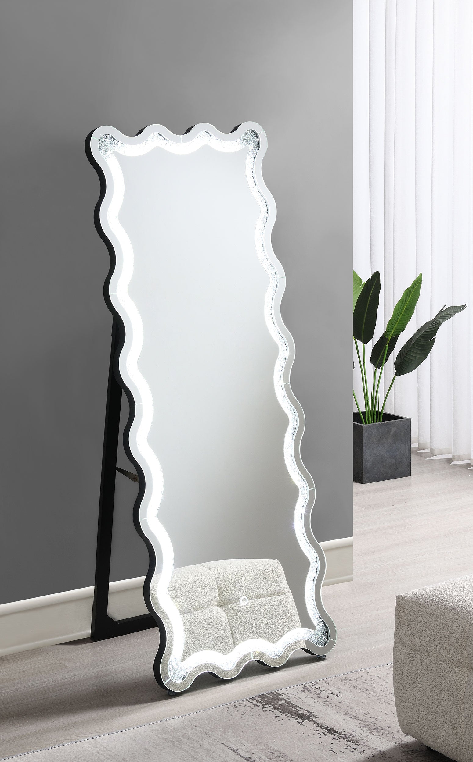 Brixey 24 x 63 Inch LED Lighting Standing Floor Mirror Black — view 3
