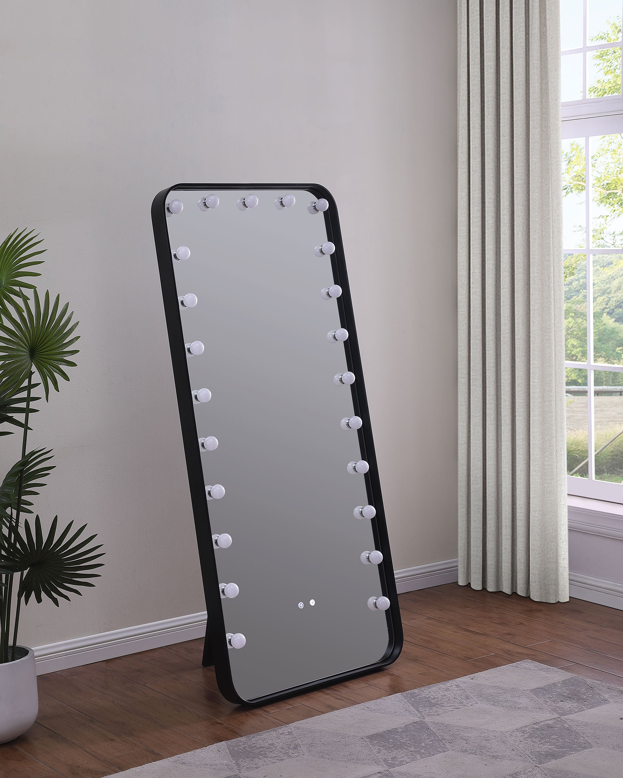 Canton 32 x 71 Inch LED Standing Mirror with Speakers Black — view 2