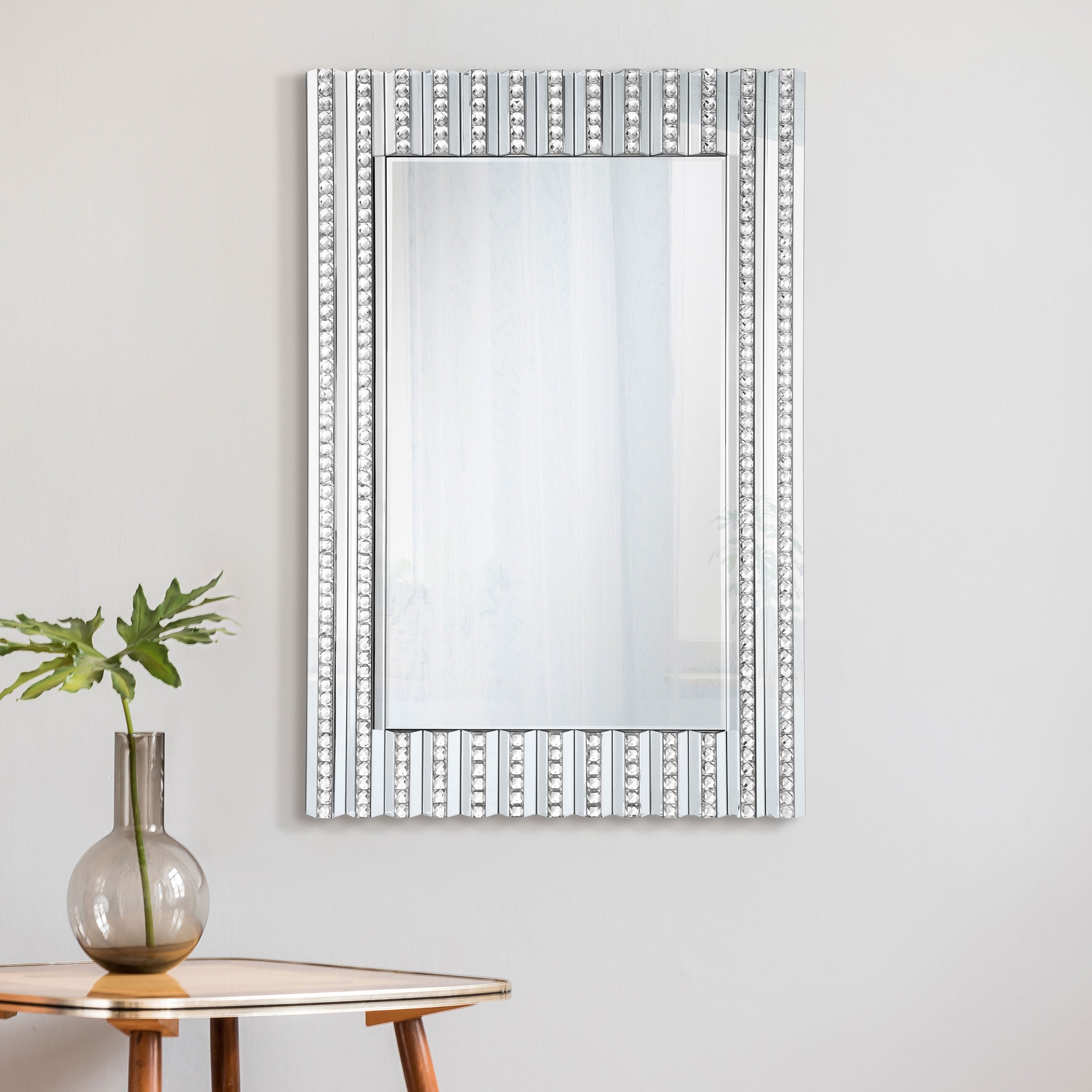 Aideen 32 x 47 Inch Acrylic Crystal Wall Mirror Silver — view 2