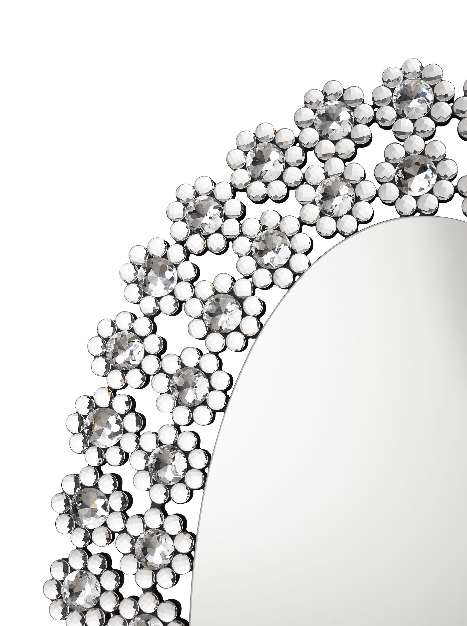 Colleen 31 x 47 Inch Oval Wall Mirror Crystal Flowers Silver — view 6