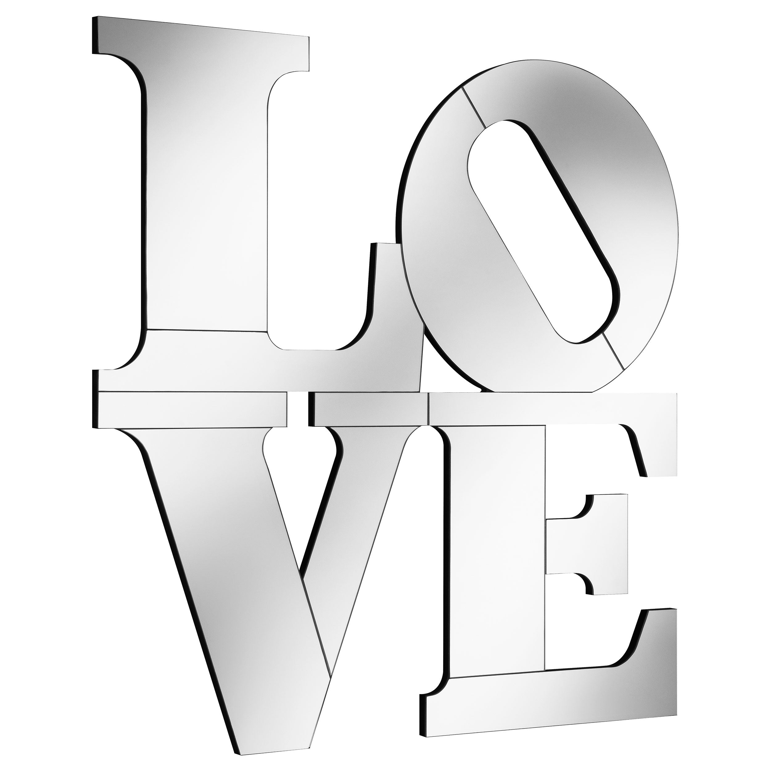 Keiran 40 x 40 Inch LOVE Lettered Wall Mirror Silver — view 1