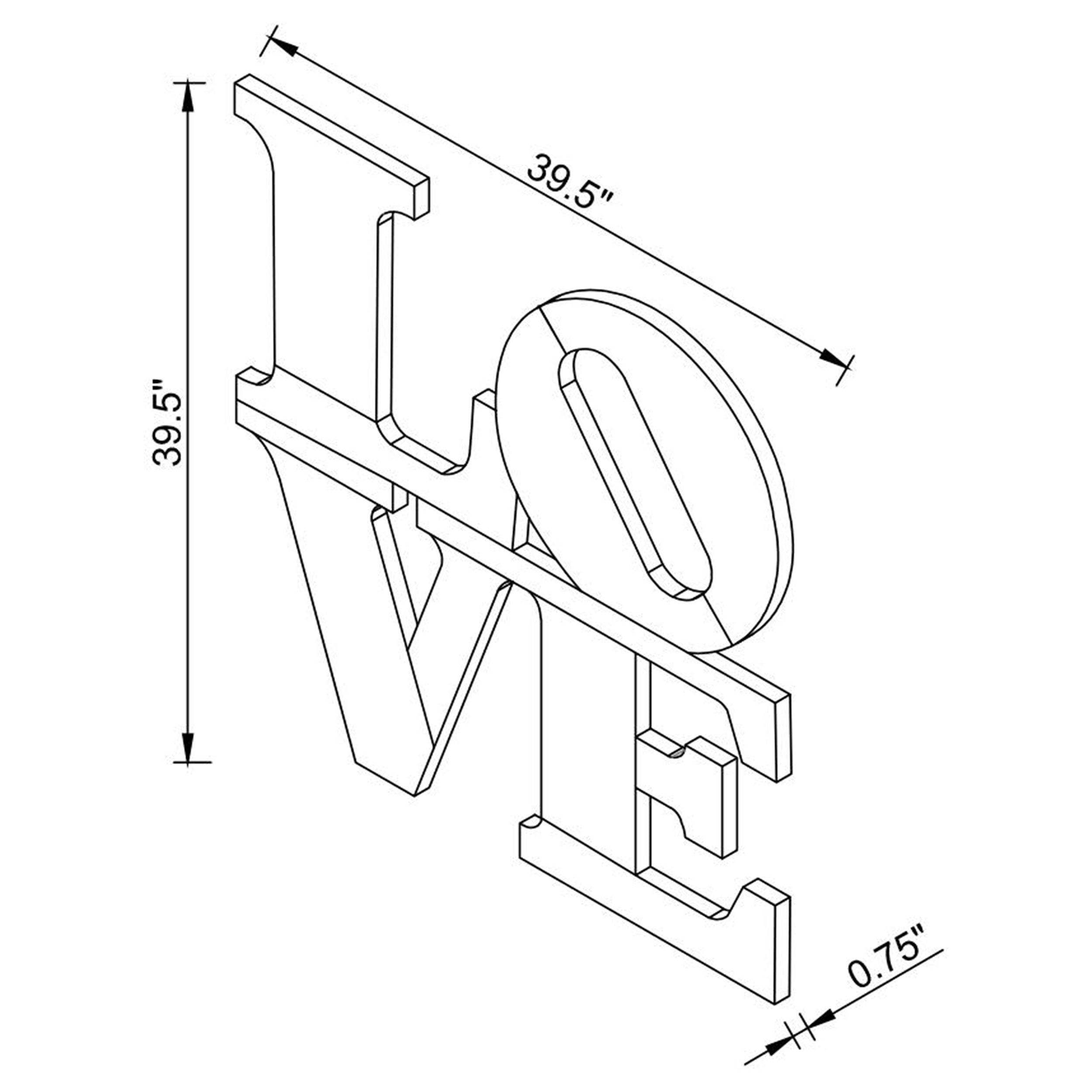 Keiran 40 x 40 Inch LOVE Lettered Wall Mirror Silver — view 6