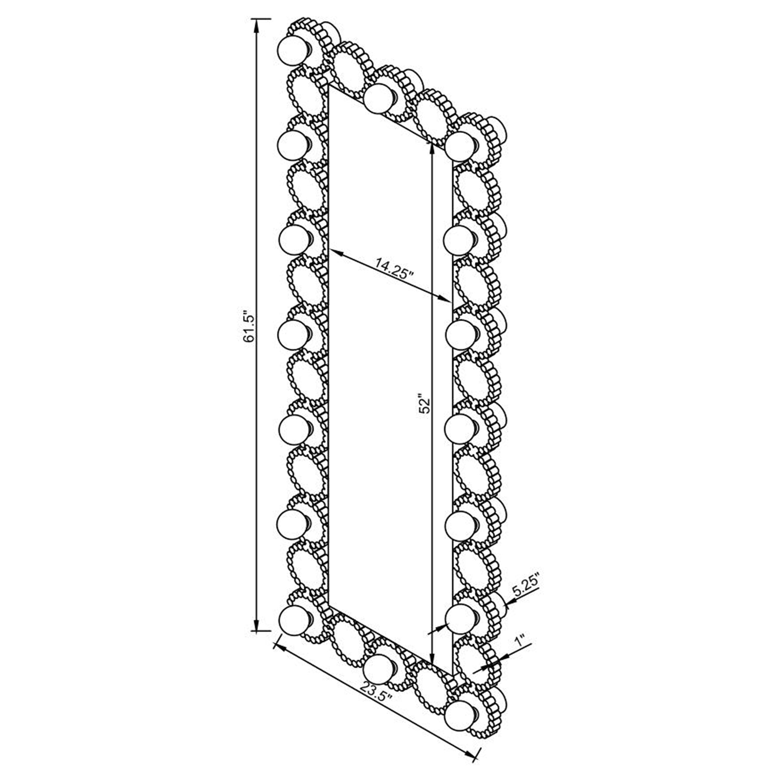 Aghes 24 x 62 Inch Wall Mirror with Lighting Silver — view 9