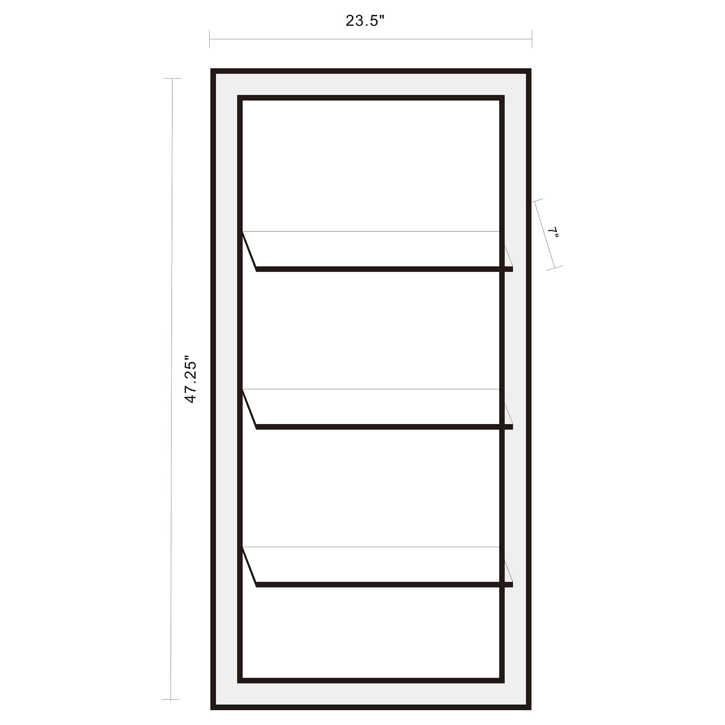 Oriel 24 x 47 Inch Rectangular 3-Shelf Wall Mirror Silver — view 6