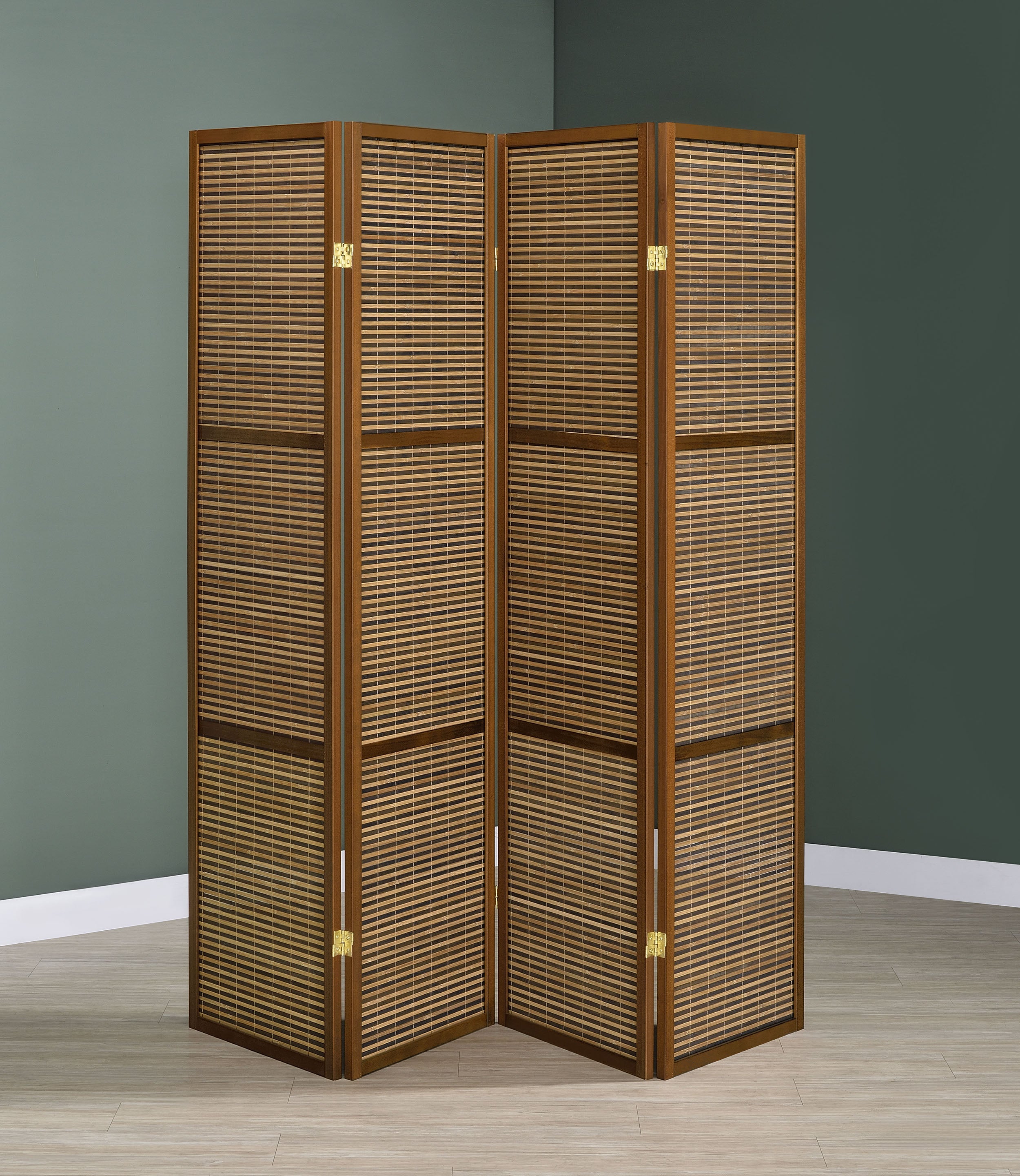 Browning 4-panel Bamboo Room Divider Folding Screen Walnut — view 2