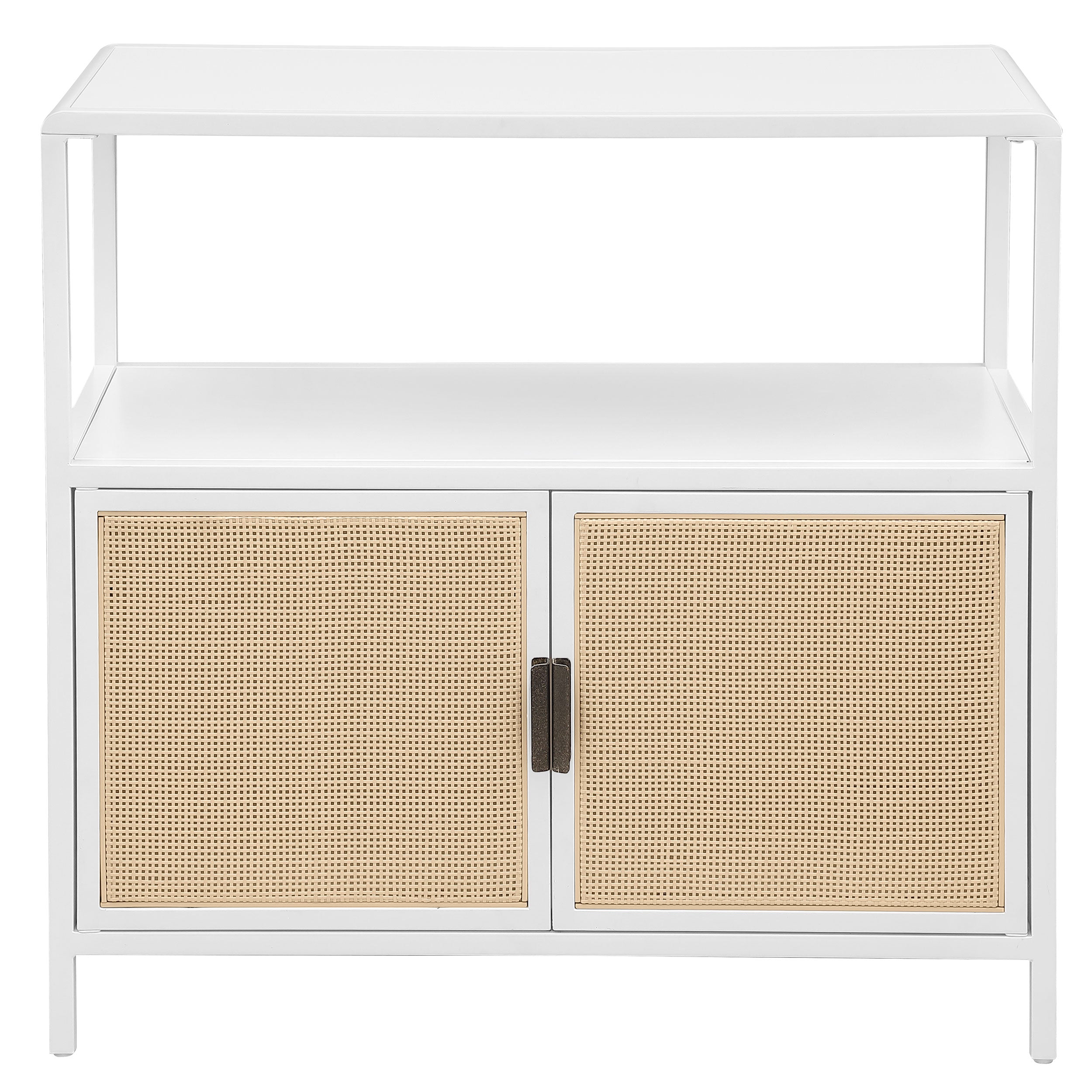 Amherst 2-door Radio Weave Cane Metal Accent Cabinet White — view 3